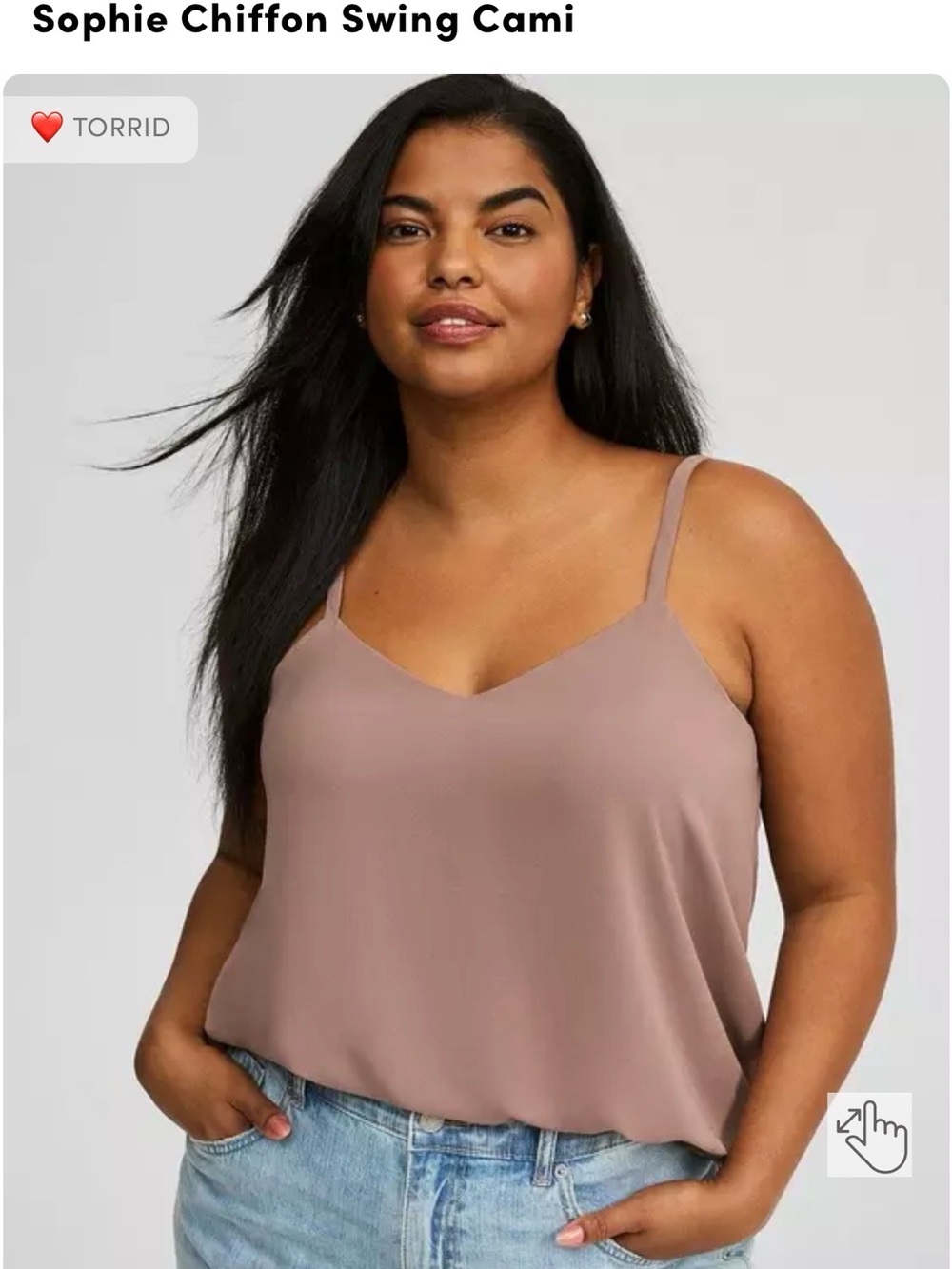 torrid taupe Chiffon V-Neck Swing Cami